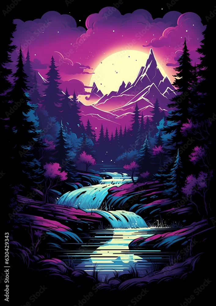 Nature scenery T shirt design style print art