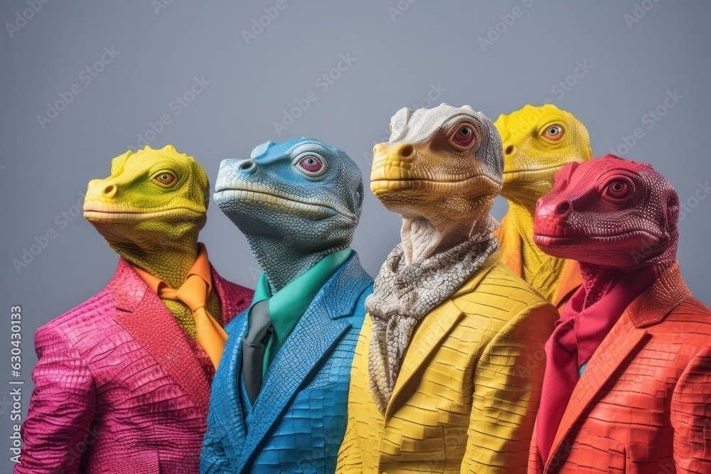 Colorful Reptilian Crew - Vibrant and Fashionable Anthropomorphic Group