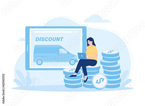 Buy a car at the best price concept flat illustration
