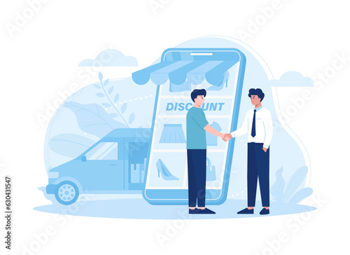 Reseller agreement concept flat illustration
