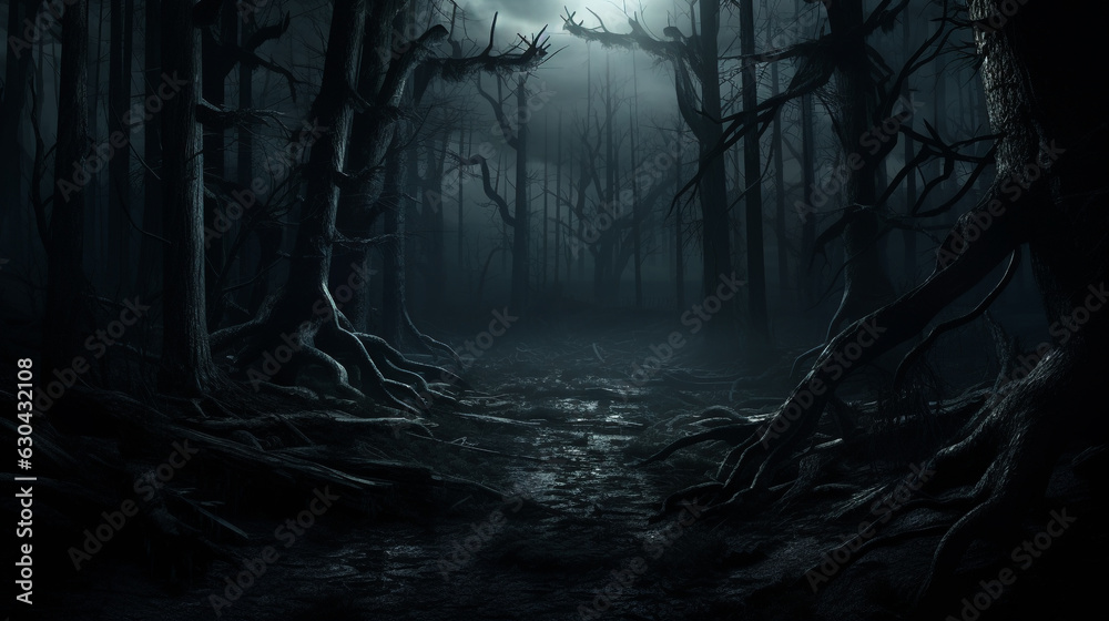 Halloween Scary scene background  dark  horror background forest - obrazy, fototapety, plakaty 
