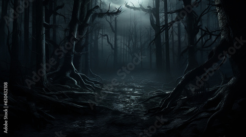 Halloween Scary scene background dark horror background forest