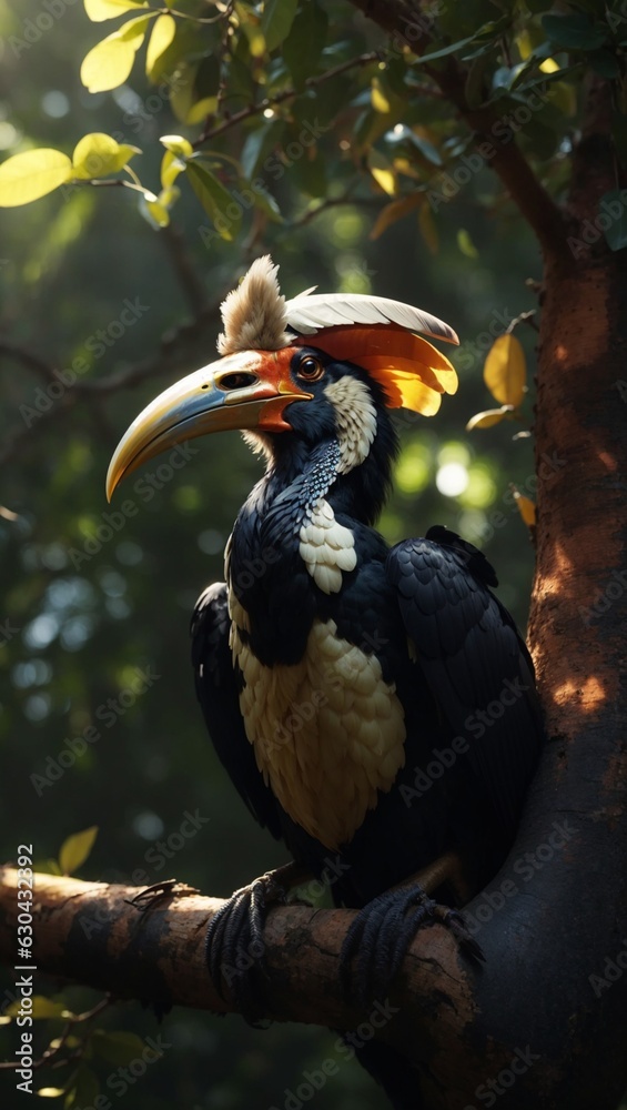 Iridescent Robo-Heron: AI-Crafted Luminescent Bird on Tree Iridescent Robo-Heron: AI-Crafted Luminescent Bird on Tree