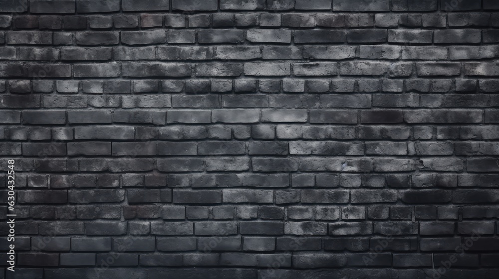 Abstract dark brick wall texture background pattern. Wall brick surface texture. Brickwork painted of black color interior old clean concrete grid uneven. Home or office design backdrop decoration.