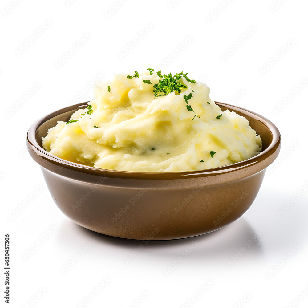 Mashed potatoes on a white background Ai Generative