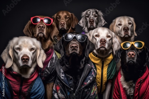 Dynamic Retriever Crew: Edgy and Confident Anthropomorphic Canines