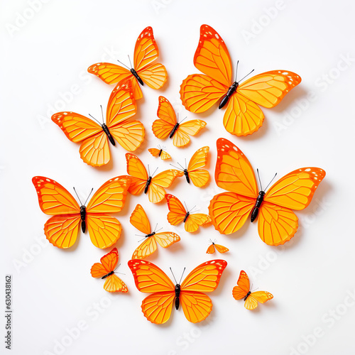 Orange Slice Butterflies on white background Ai Generative © 3DLeonardo