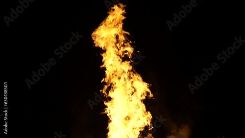 fire details of a big bonfire at night