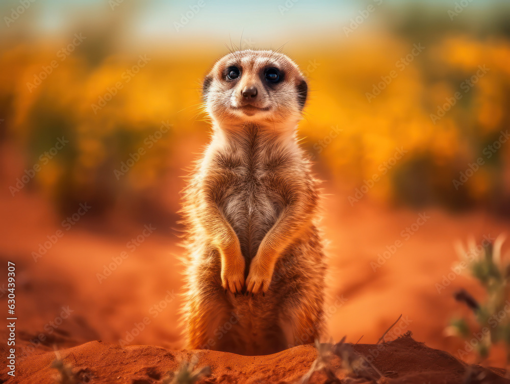 Fototapeta premium Meerkat in its Natural Habitat, Wildlife Photography, Generative AI
