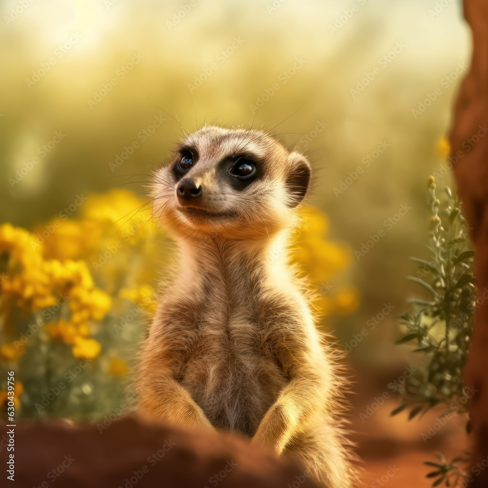 Meerkat in its Natural Habitat, Wildlife Photography, Generative AI Meerkat in its Natural Habitat, Wildlife Photography, Generative AI