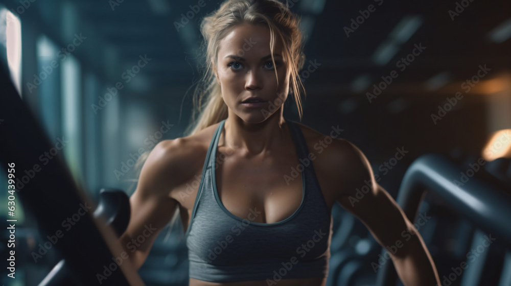 Fototapeta premium Fitness woman working out in gym. Athletic girl training