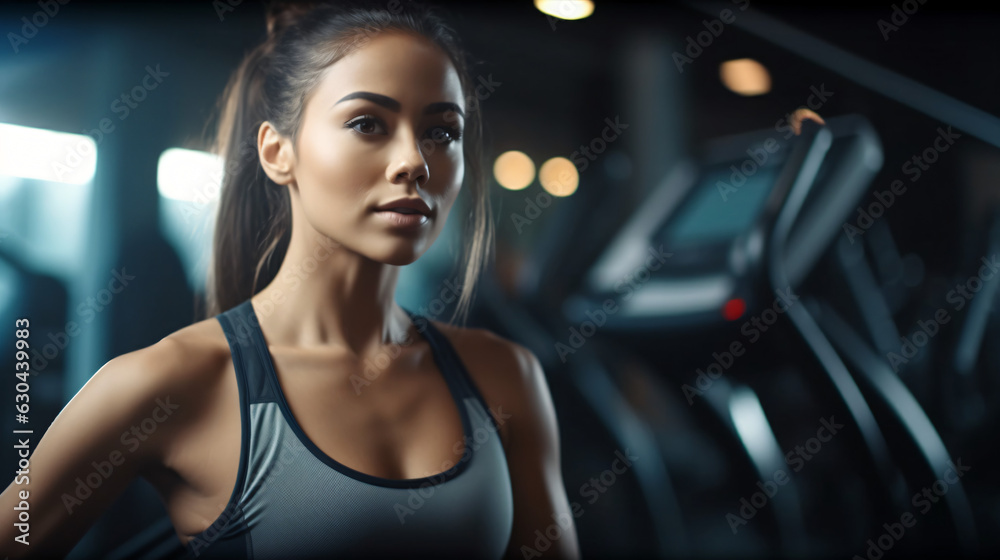 Fototapeta premium Fitness woman working out in gym. Athletic girl training
