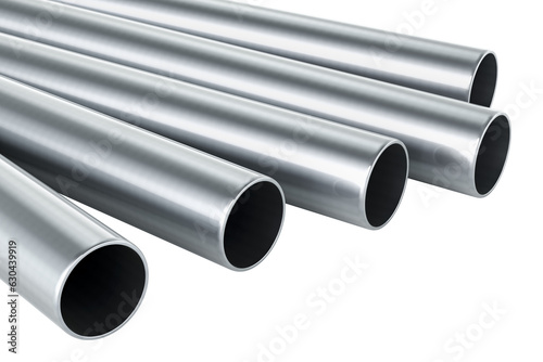 Steel pipes, 3D rendering isolated on transparent background
