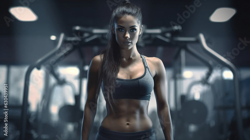 Fitness woman working out in gym. Athletic girl training