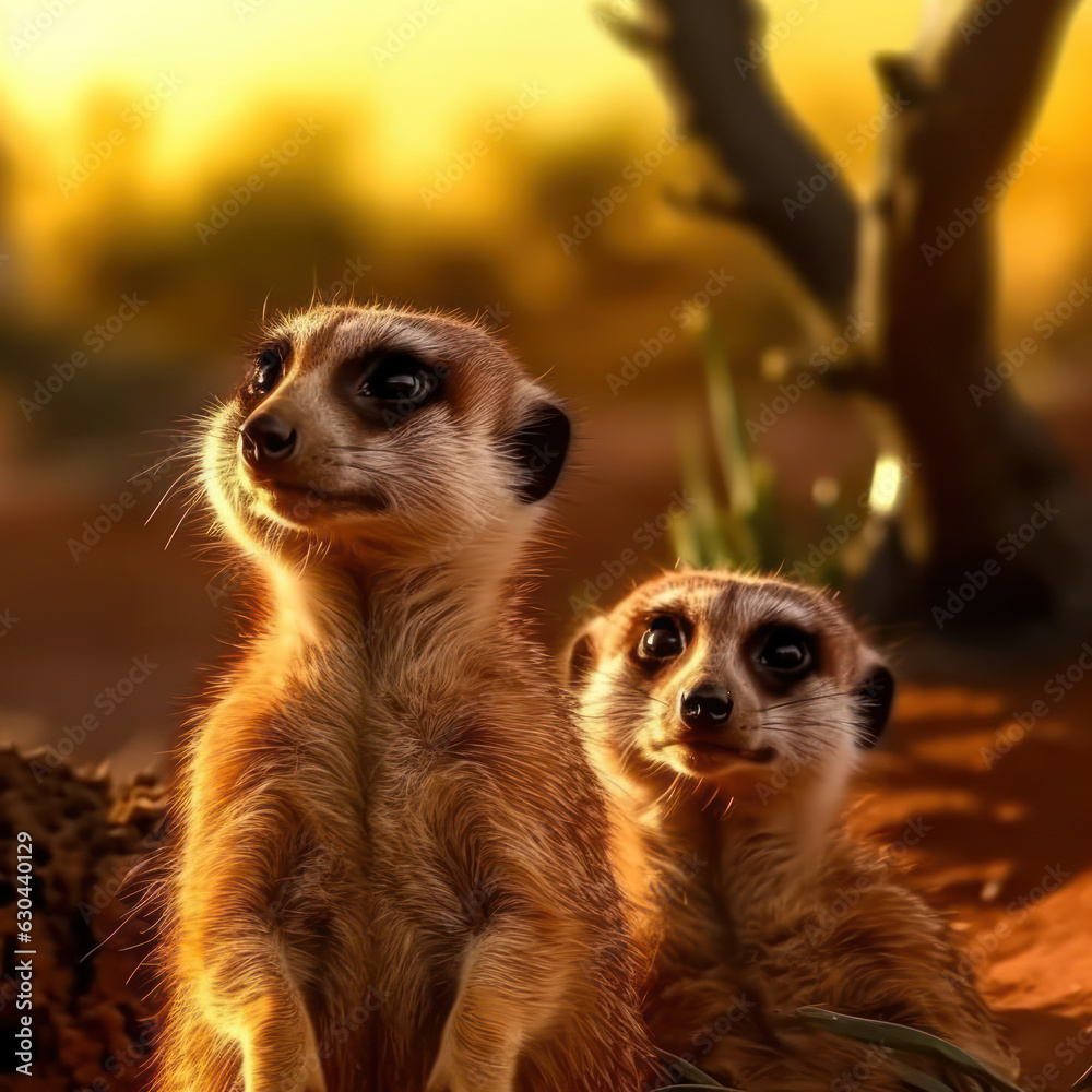 Fototapeta premium Meerkat in its Natural Habitat, Wildlife Photography, Generative AI