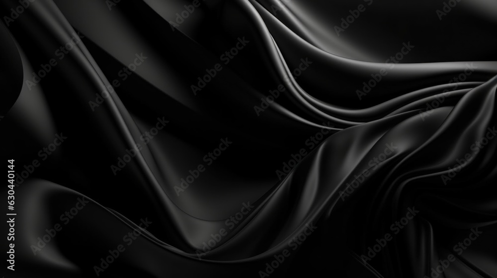 black wavy silk fabric texture background