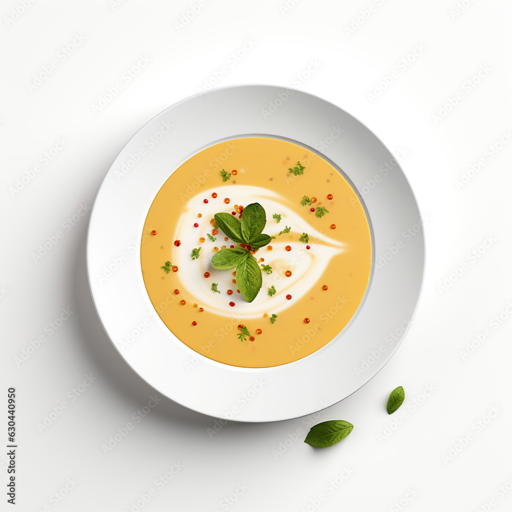 Soup in bowl on a white background AI Generative Soup in bowl on a white background AI Generative