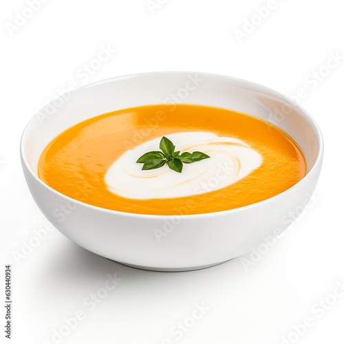 Soup in bowl on a white background AI Generative