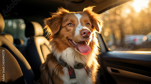 Joyful dog on a road trip