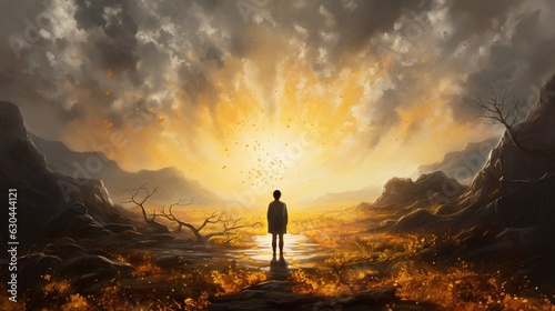 Einsamer Mensch schaut in Ferne