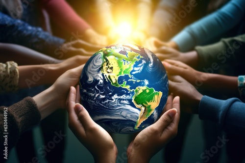 Internationnal Peace Day concept. Hands holding globe