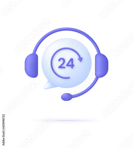 3D Call center. Support service icon, customer consultation hotline, call center help.
