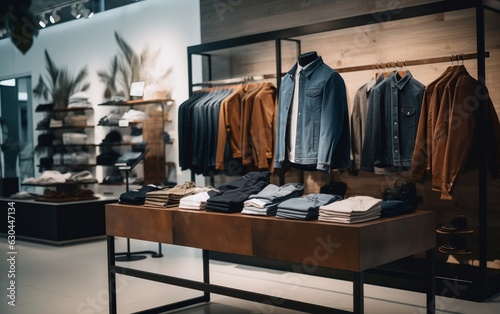 Modern Men's Clothing Collection Inside Retail Store. AI