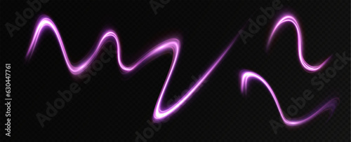 neon multicolored glowing swirl. The effect of moving at the speed of light. Easy trail. Shiny wavy path. Vector.