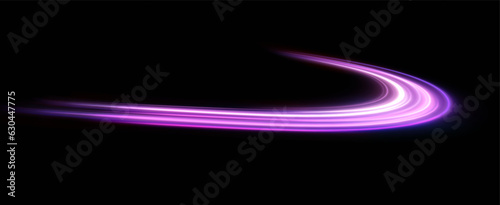 neon multicolored glowing swirl. The effect of moving at the speed of light. Easy trail. Shiny wavy path. Vector.