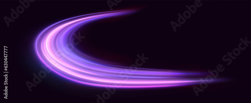 neon multicolored glowing swirl. The effect of moving at the speed of light. Easy trail. Shiny wavy path. Vector.