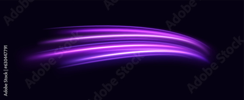 neon multicolored glowing swirl. The effect of moving at the speed of light. Easy trail. Shiny wavy path. Vector.