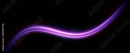 neon multicolored glowing swirl. The effect of moving at the speed of light. Easy trail. Shiny wavy path. Vector.