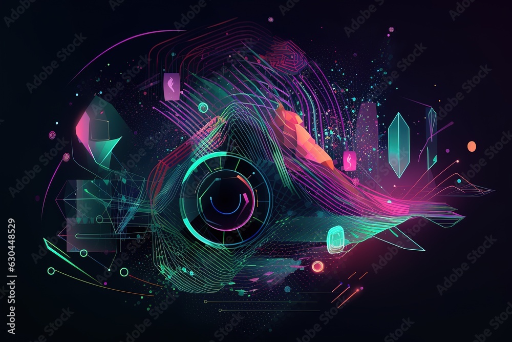 illustration of explosion of neon colours in black background illustration of explosion of neon colours in black background