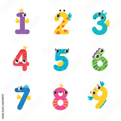 Funny Numbers and Numeral with Eyes Vector Set