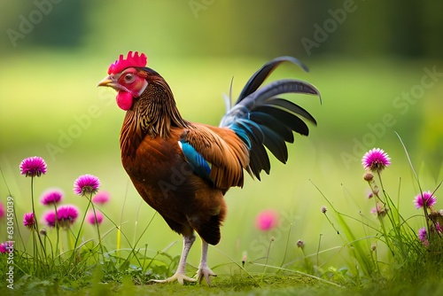 rooster in the grass