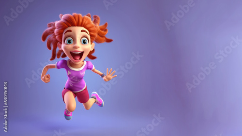 Happy girl running or jumping with joy and surprise expression