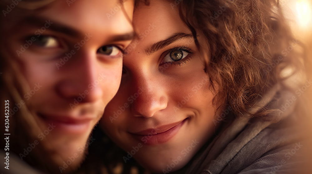 Beautiful portrait monochrome photo of a woman and a man close-up Beautiful portrait monochrome photo of a woman and a man close-up