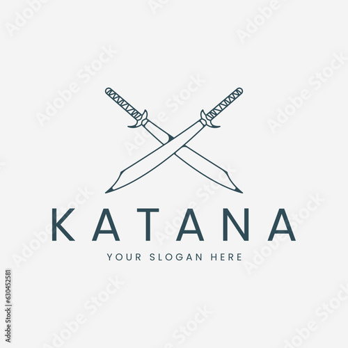 katana logo line art vector illustration template design. sword icon design