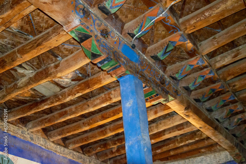 colorful embroideries on the wooden roof