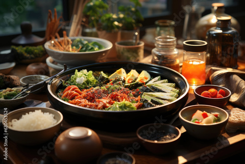 In the gourmet market, a restaurant has launched a new Korean style set of gourmet food. Created with Generative AI Technology. 