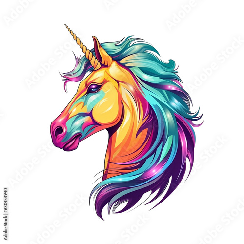 Cartoon Vector Style Unicorn Logo. No Background. Applicable to any Context. Great for Print On Demand Merchandise. 