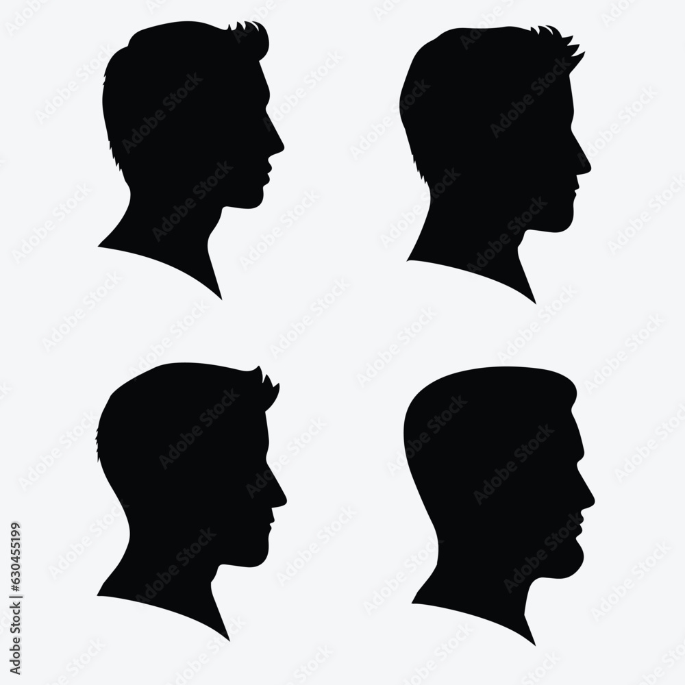 Man silhouettes heads Vector illustration