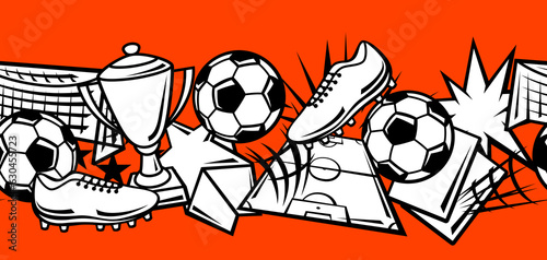 Pattern with soccer symbols. Football club illustration.