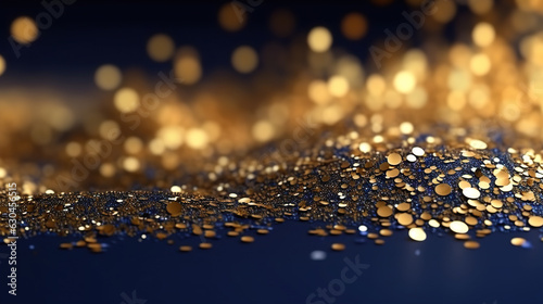 Golden glitter on a dark blue background.