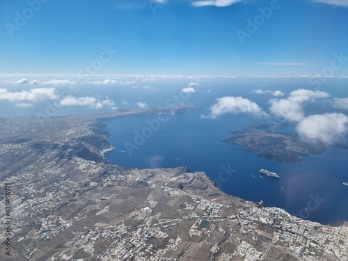 Aerial view of Santorini coastline