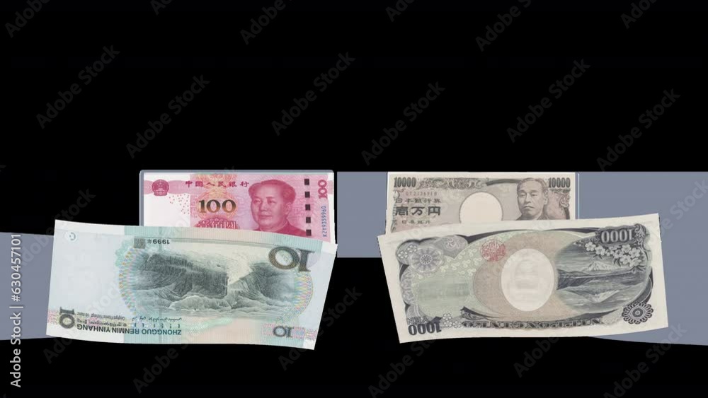 Chinese Yuan to Japanese Yen Dollar in Alpha Channel with Loop ...