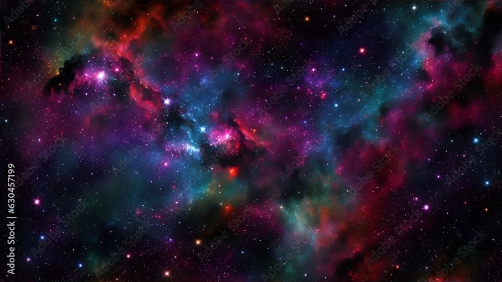 Naklejka premium Space background with nebula, stars and bright light. AI generation
