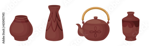 Clay Kitchenware and Ceramic Vessel Vector Set