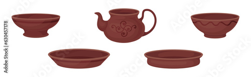 Clay Kitchenware and Ceramic Vessel Vector Set