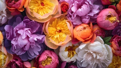 floral background with multicolored peony flowers, ai tools generated image © whitehoune